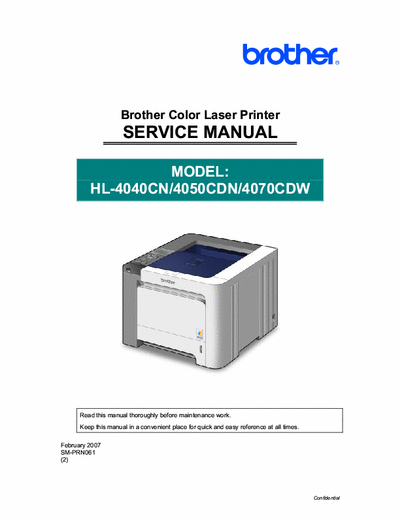 Brother hl 4050 SERVICE MANUAL FOR bROTHER hl 4050